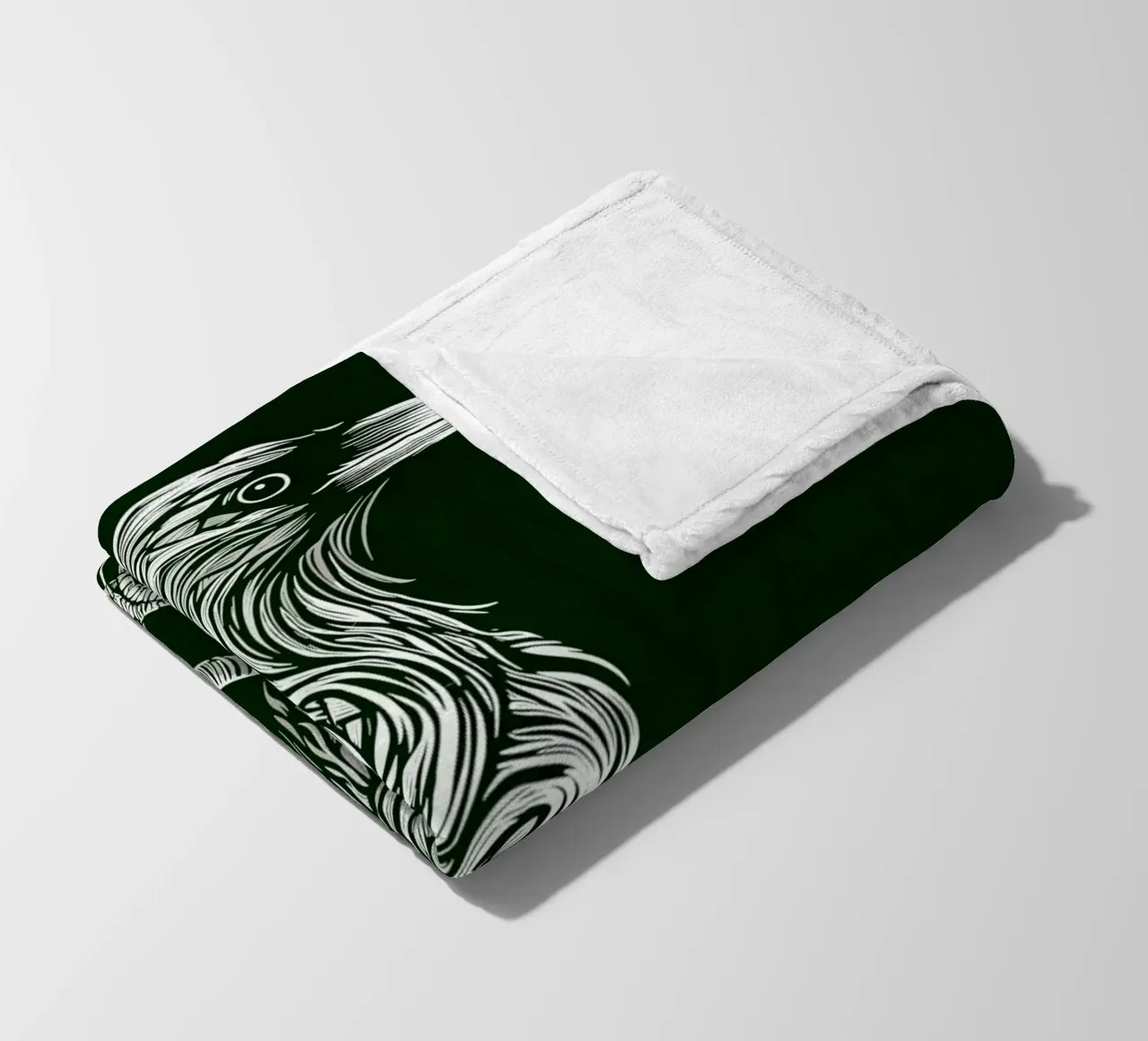 White raven with clover on branch fleece blanket by pixelbull - medieval art and more
