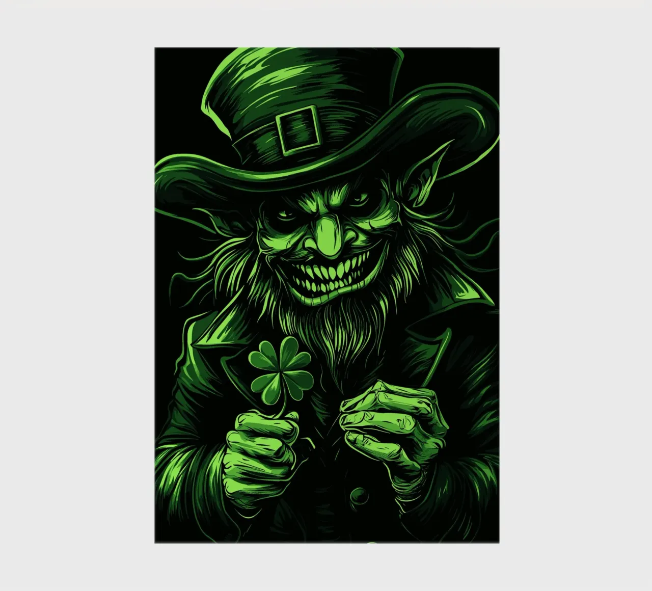 Grinning leprechaun with shamrock notebook by pixelbull - medieval art and more