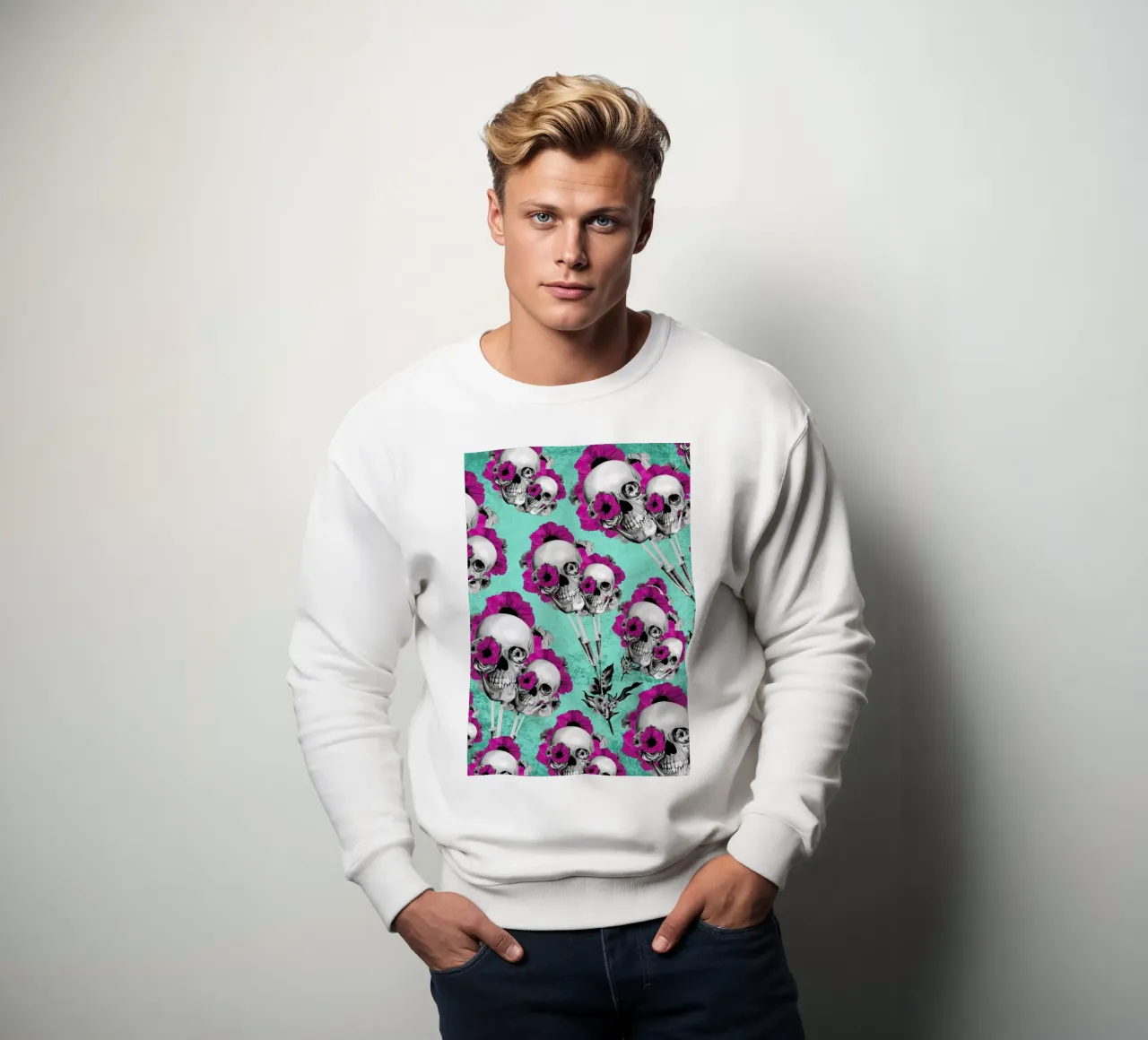 Skulls and Poppies Pattern felpa da Kristy Patterson