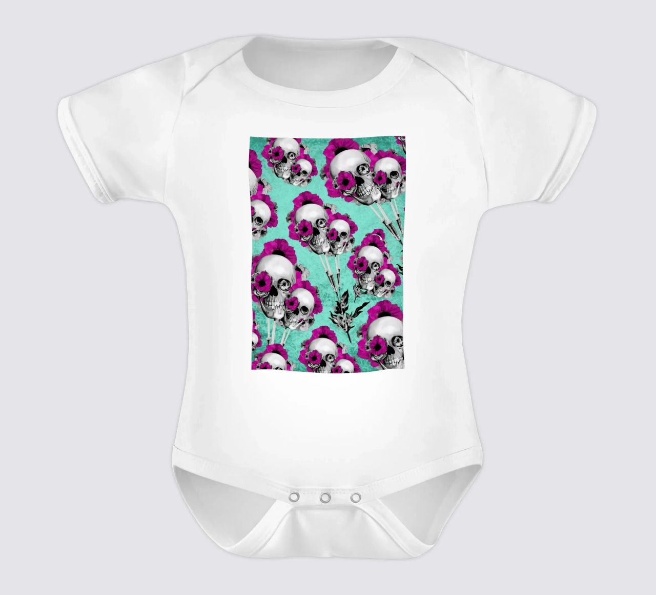 Skulls and Poppies Pattern body neonato maniche corte da Kristy Patterson
