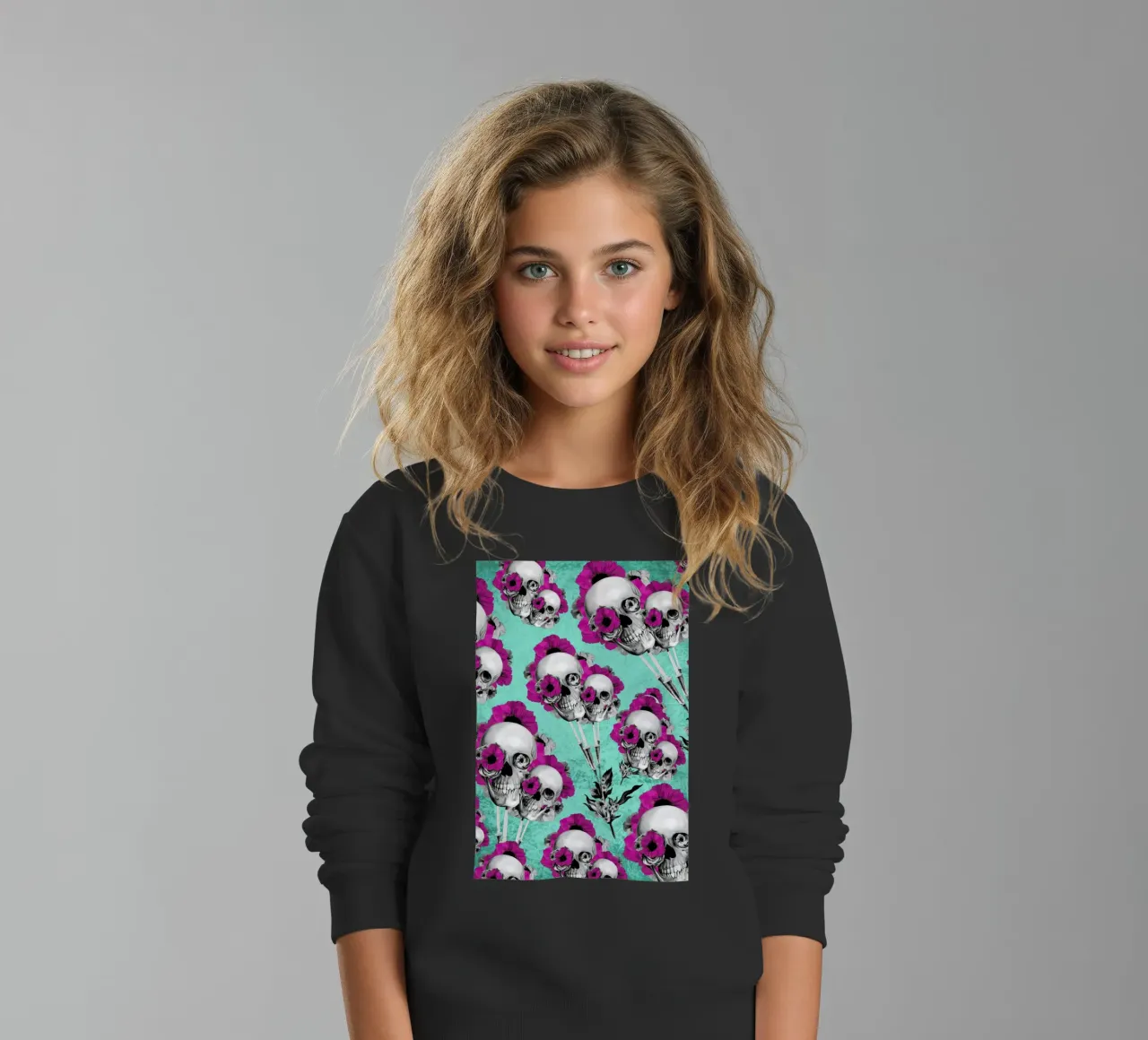 Skulls and Poppies Pattern felpa bambino da Kristy Patterson