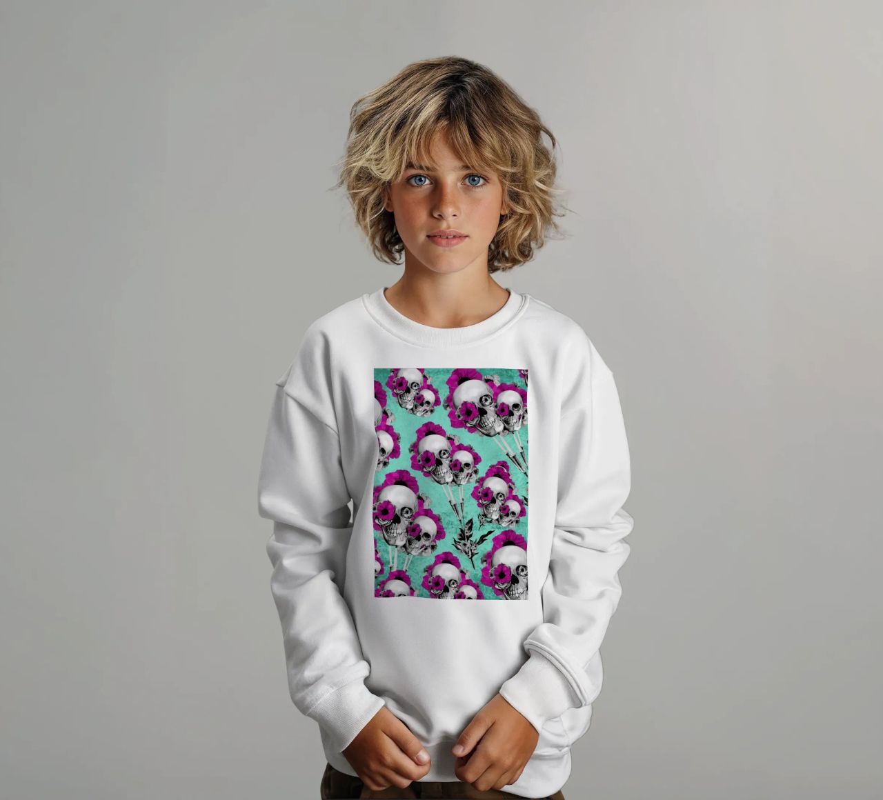 Skulls and Poppies Pattern felpa bambino da Kristy Patterson