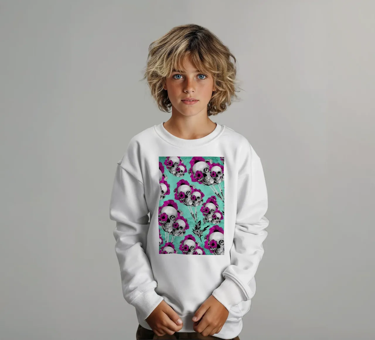 Skulls and Poppies Pattern felpa bambino da Kristy Patterson