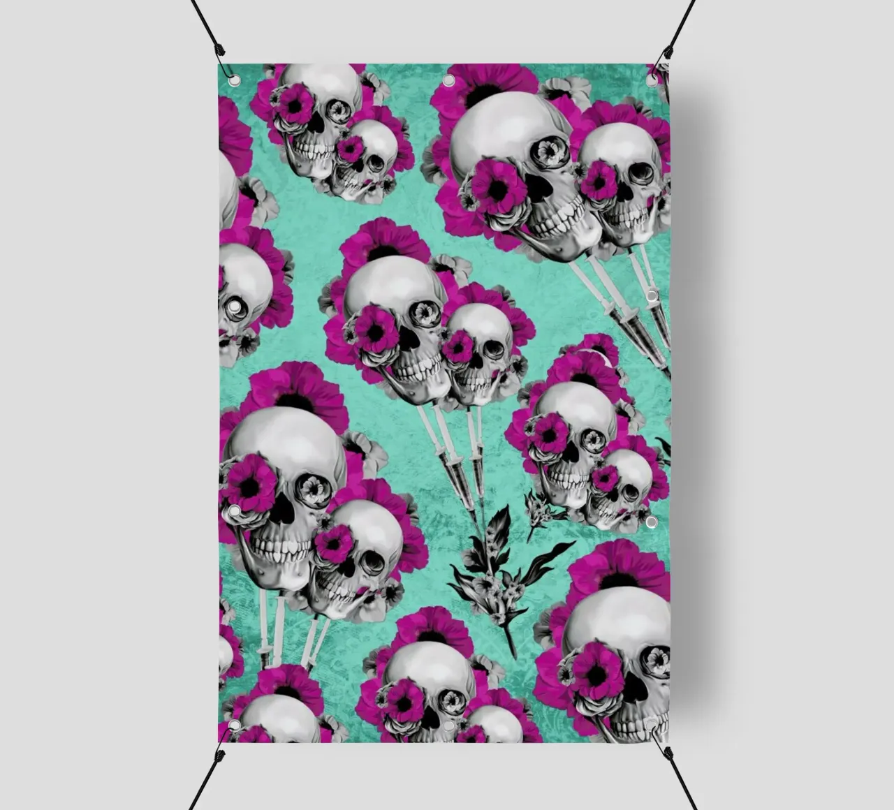 Skulls and Poppies Pattern telo in pvc da Kristy Patterson