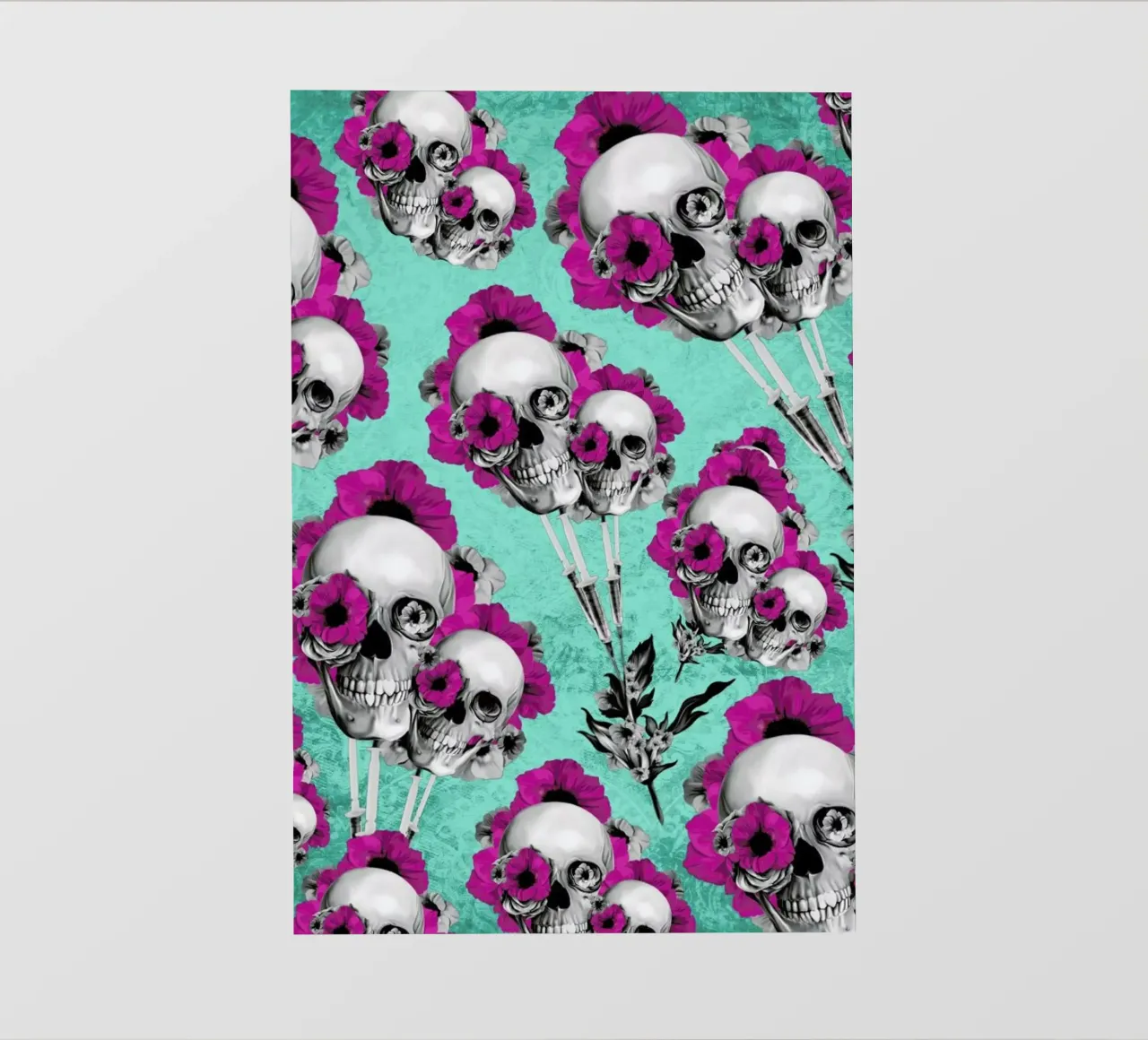 Skulls and Poppies Pattern telo in pvc da Kristy Patterson