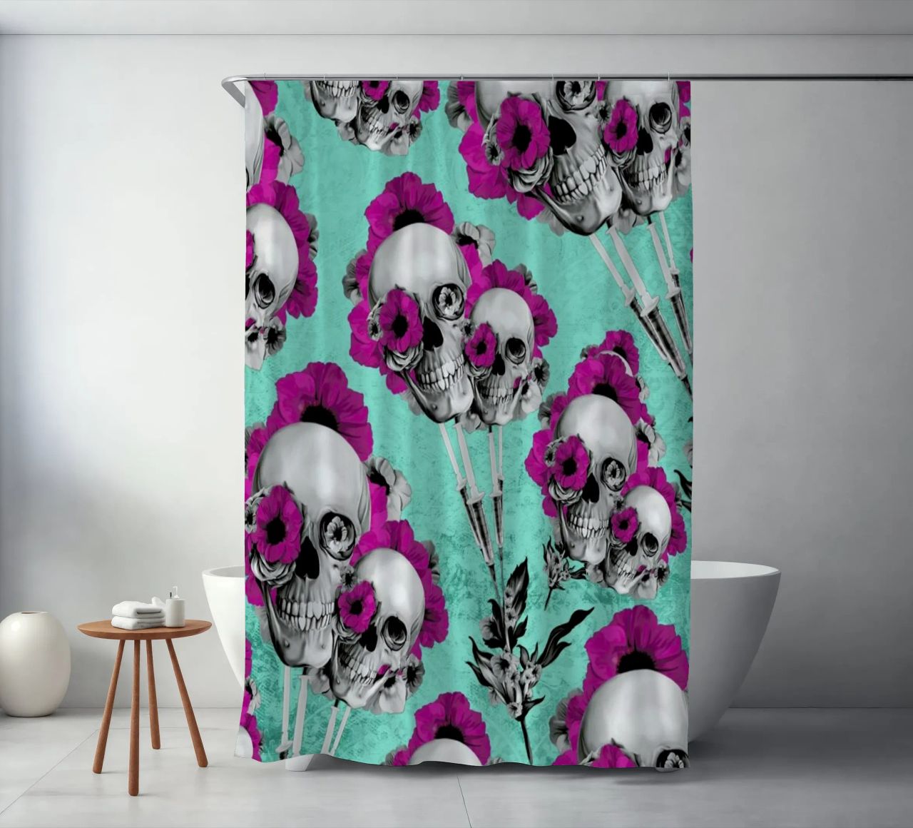Skulls and Poppies Pattern tenda da doccia da Kristy Patterson