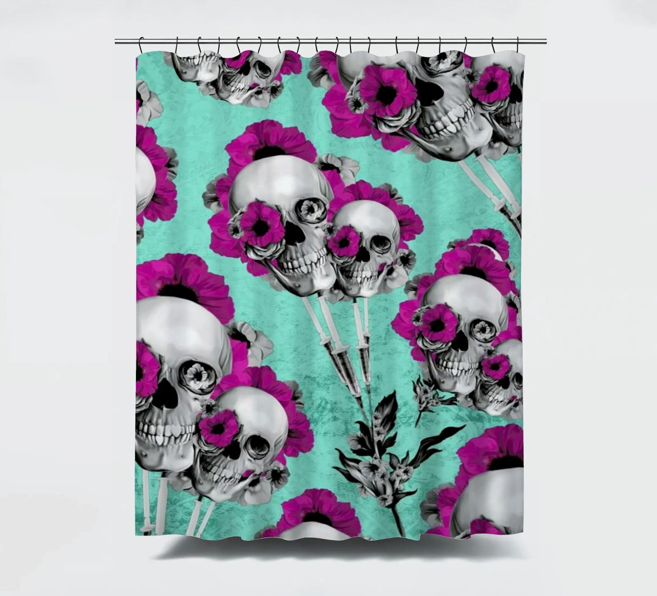 Skulls and Poppies Pattern tenda da doccia da Kristy Patterson