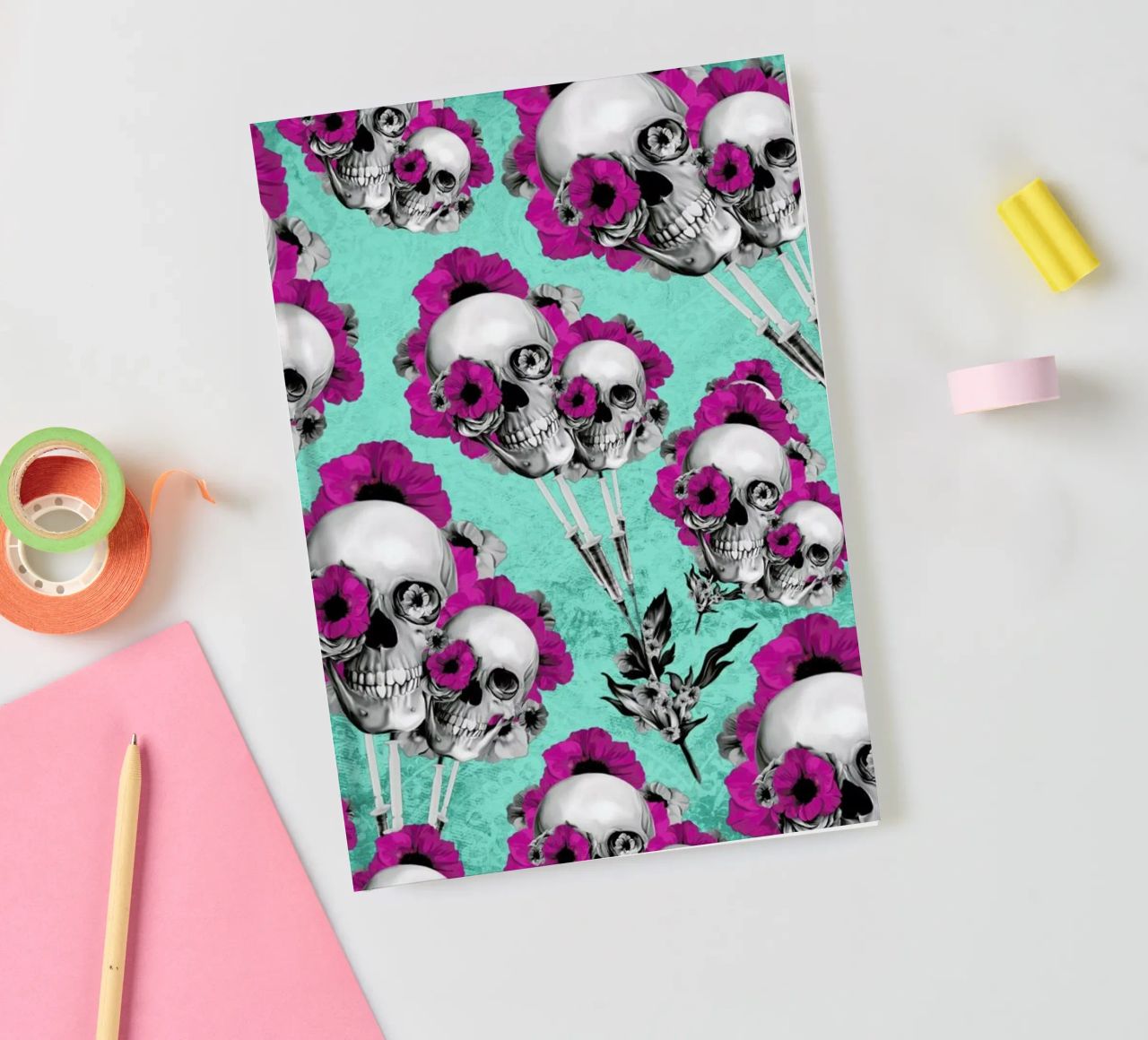 Skulls and Poppies Pattern notebook by Kristy Patterson