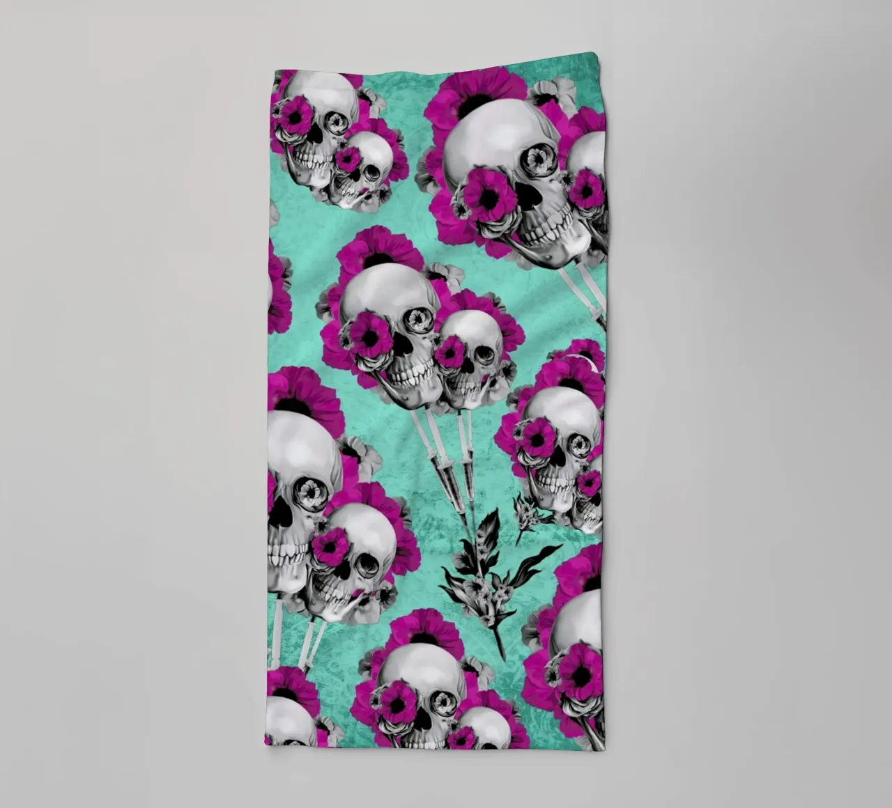 Skulls and Poppies Pattern towel by Kristy Patterson