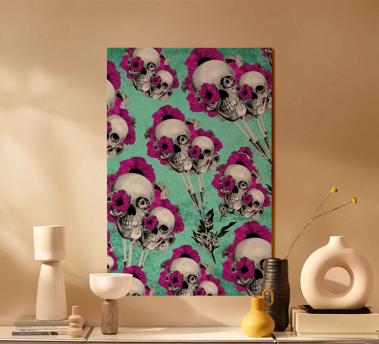 Skulls and Poppies Pattern metacrilato de Kristy Patterson