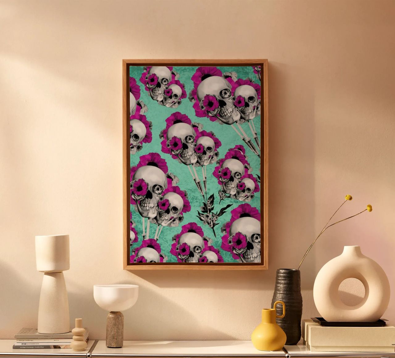 Skulls and Poppies Pattern Leinwand von Kristy Patterson