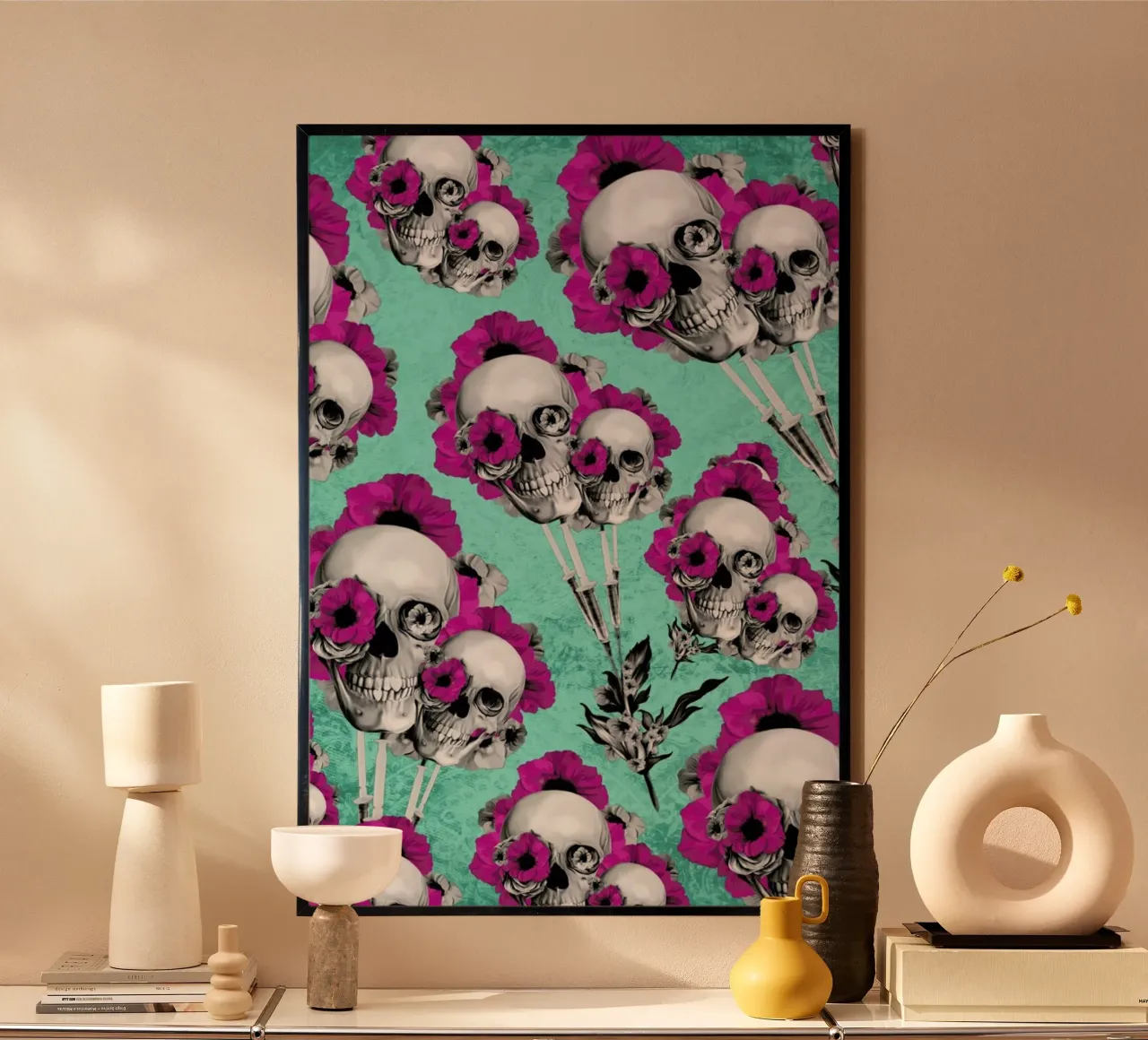 Skulls and Poppies Pattern carta hahnemühle da Kristy Patterson