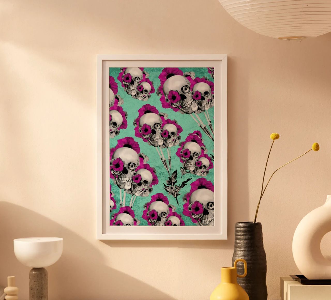 Skulls and Poppies Pattern carta hahnemühle da Kristy Patterson
