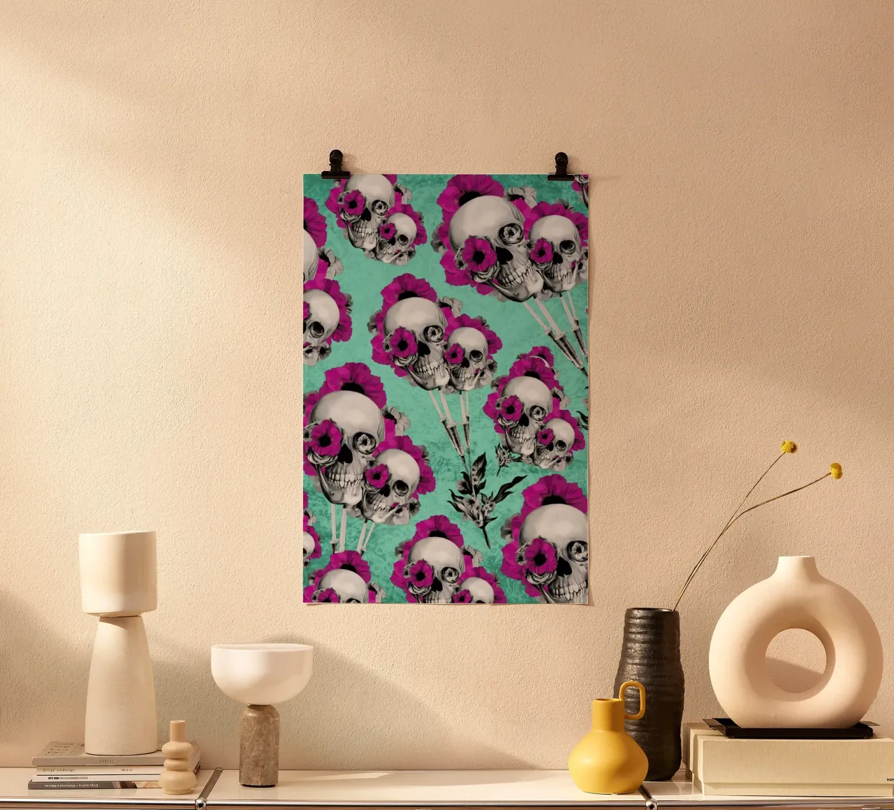 Skulls and Poppies Pattern carta hahnemühle da Kristy Patterson