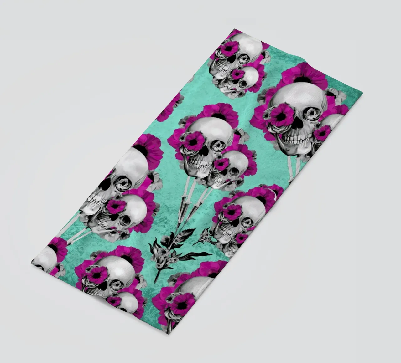 Skulls and Poppies Pattern beach towel by Kristy Patterson