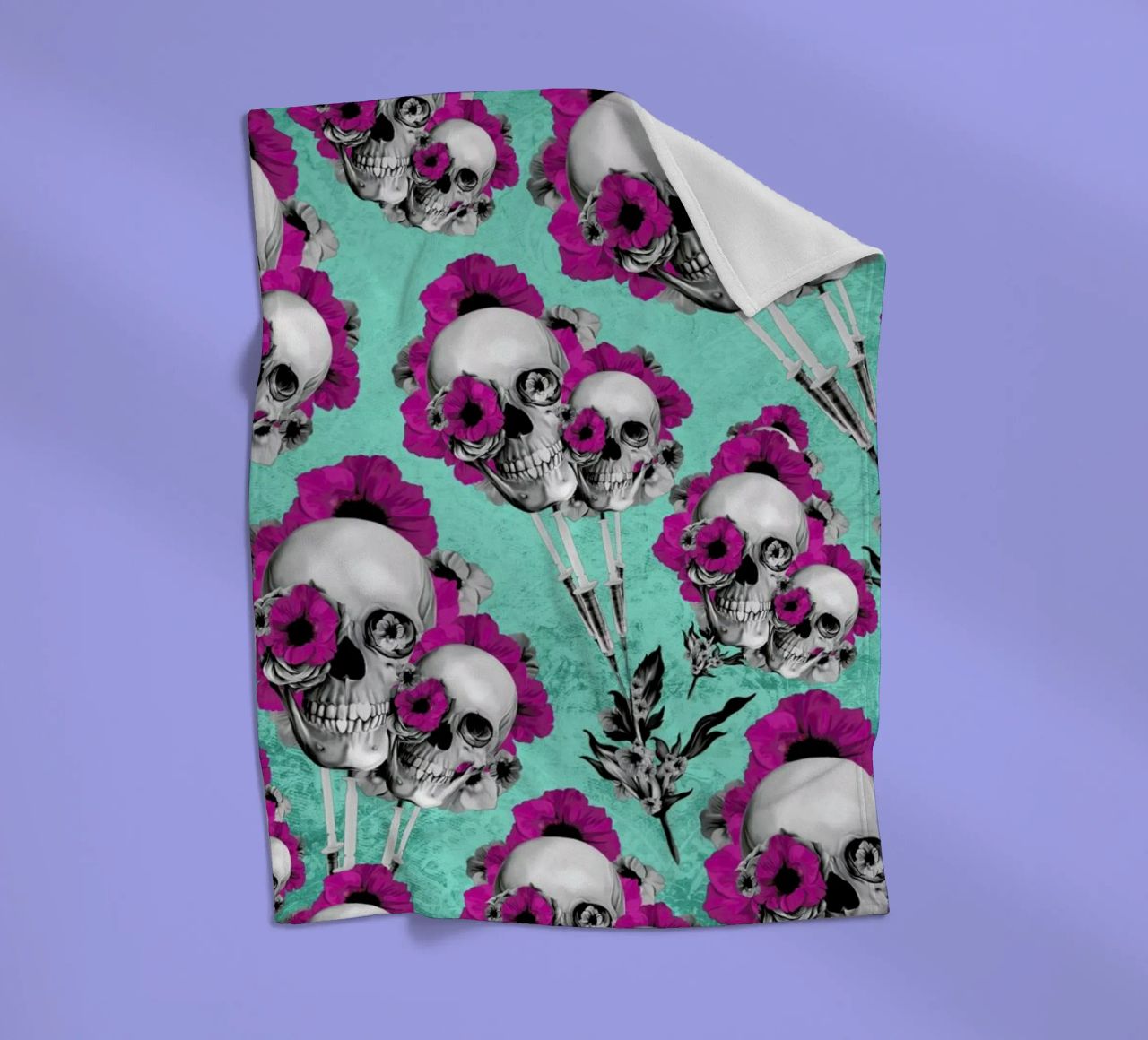 Skulls and Poppies Pattern coperta in pile da Kristy Patterson