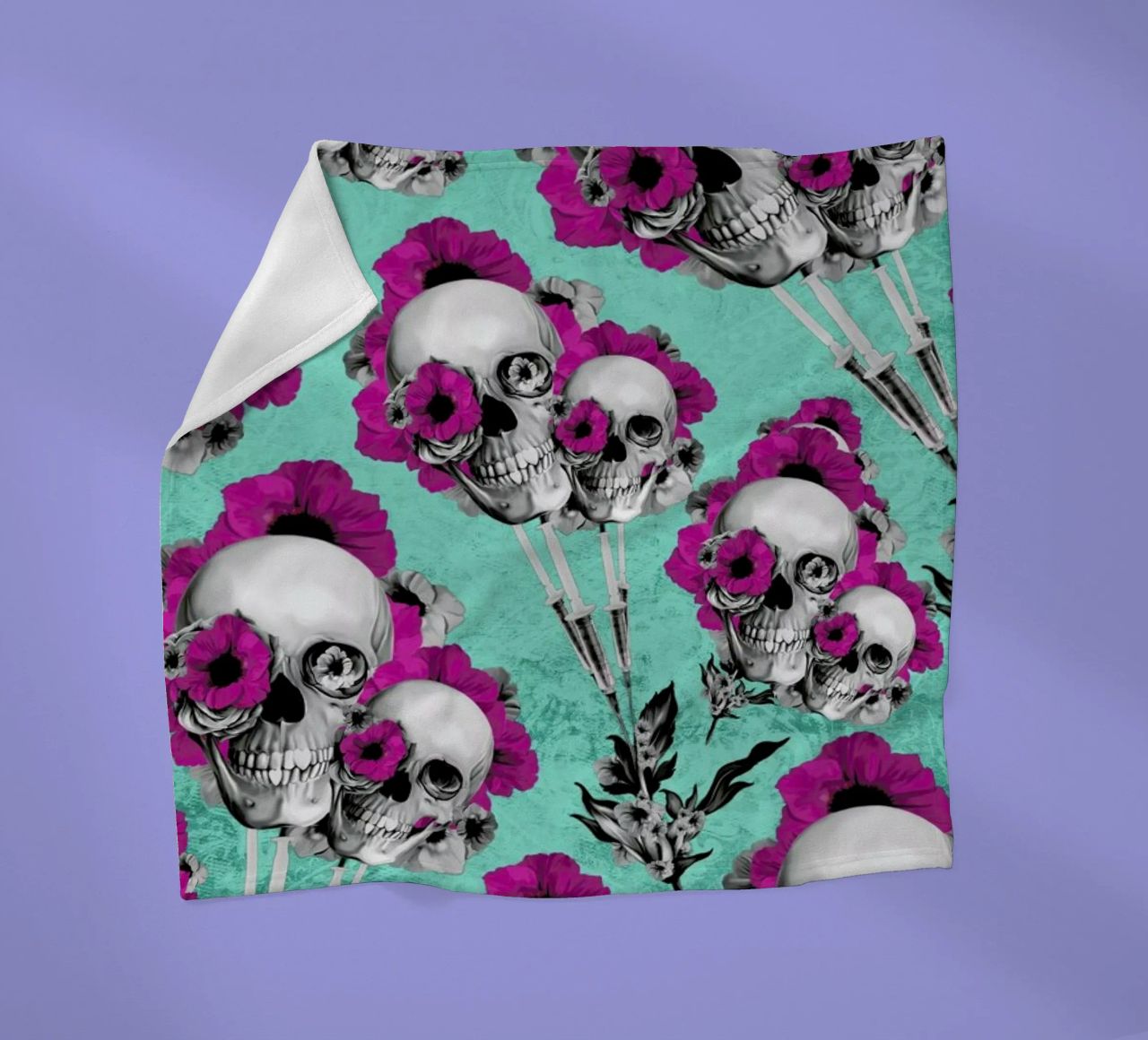 Skulls and Poppies Pattern coperta in pile da Kristy Patterson