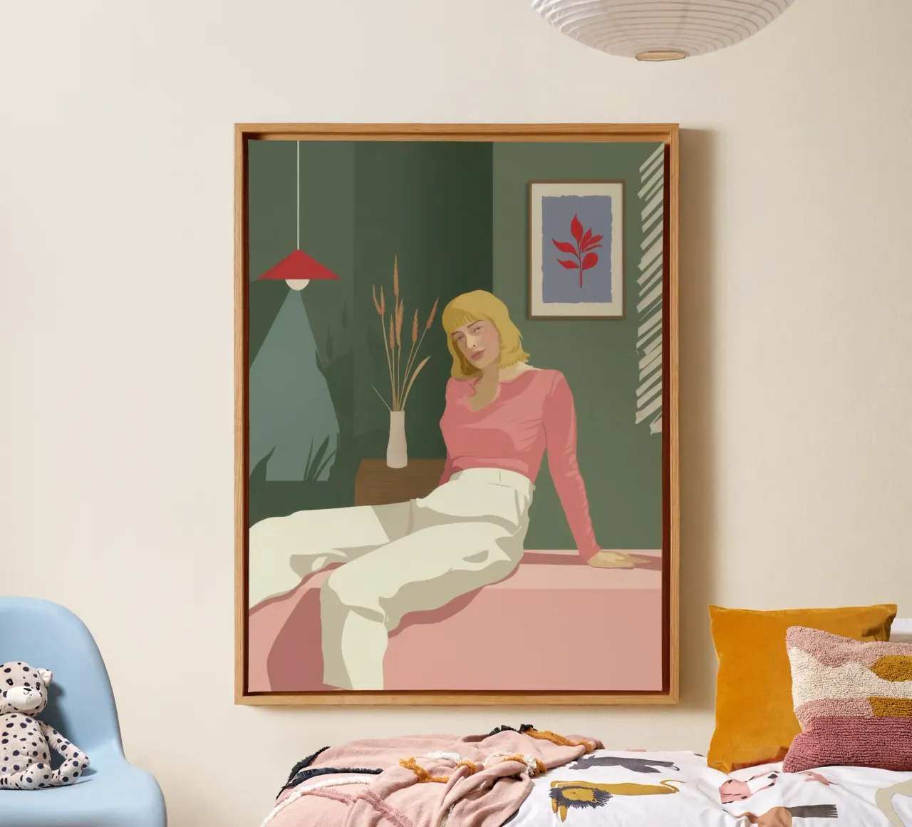 Entspannte Kontemplation Leinwand mit Schattenfugenrahmen von Twilight Muse