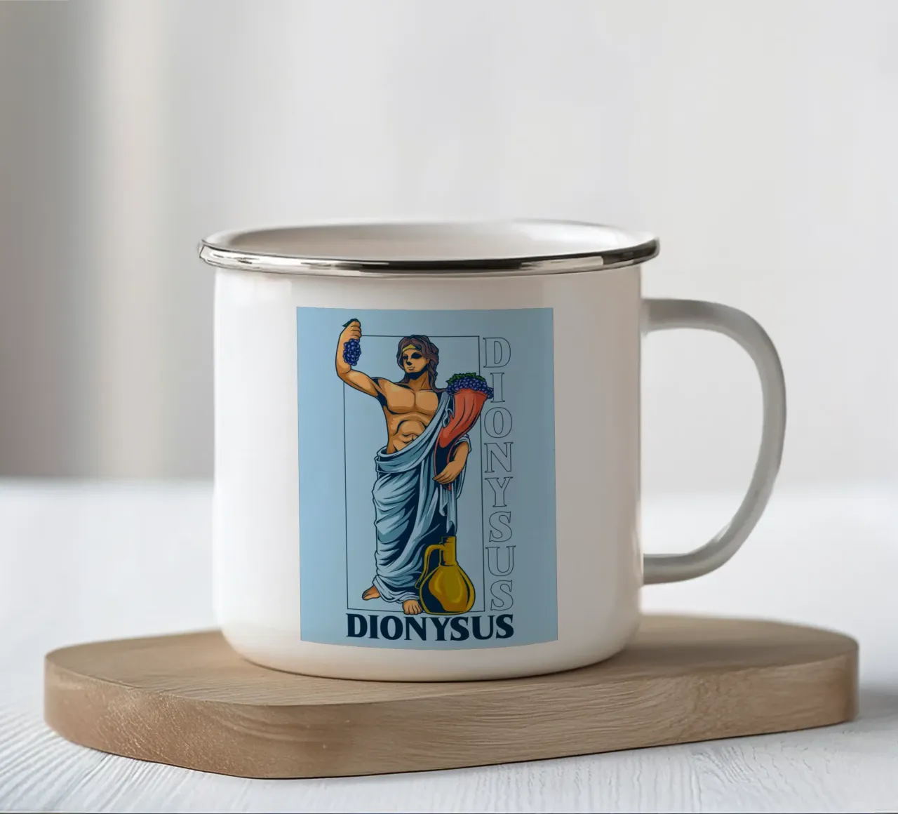 DIONISO con vino e cornucopia tazza in smalto da pixelbull - medieval art and more