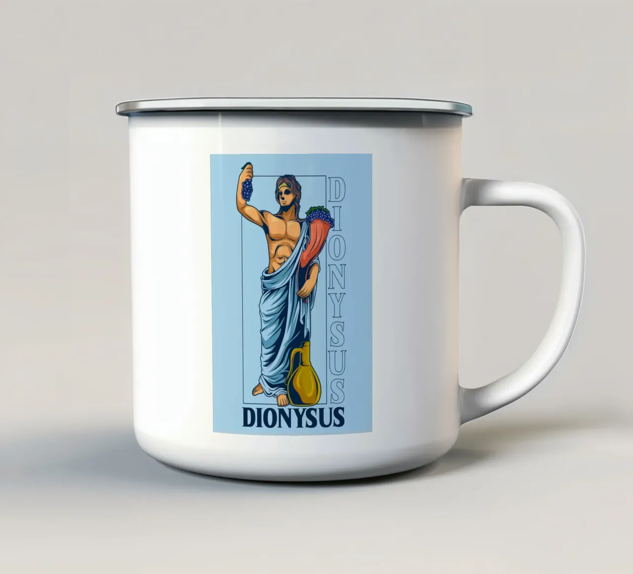 DIONISO con vino e cornucopia tazza in smalto da pixelbull - medieval art and more
