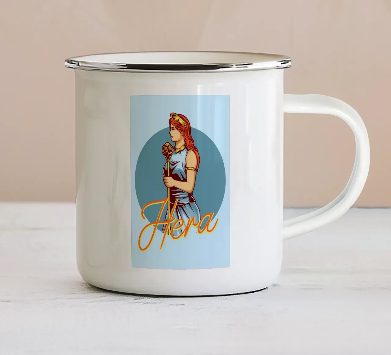 HERA con scettro reale tazza in smalto da pixelbull - medieval art and more