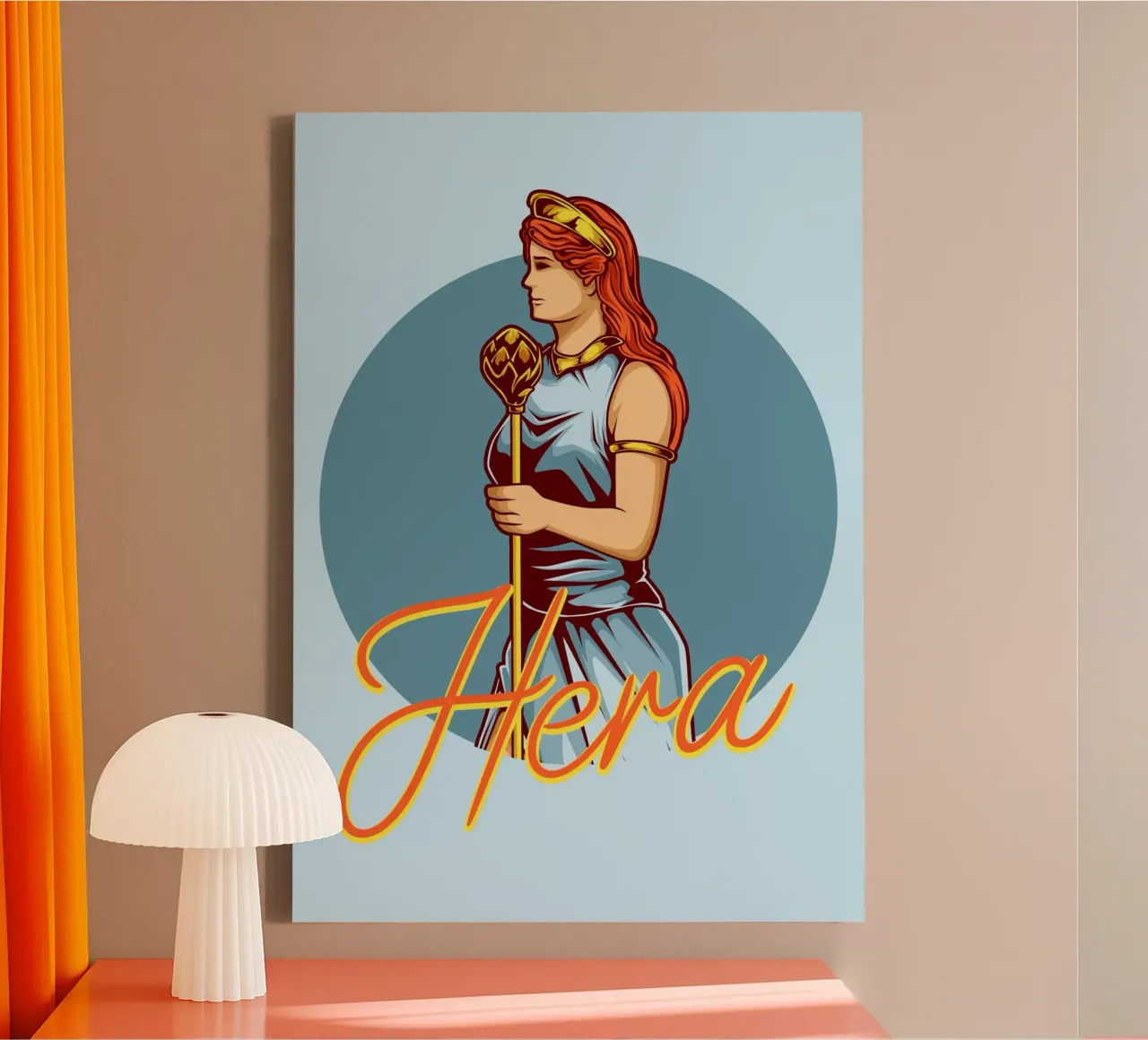 HERA con scettro reale tela con Cornice a cassetta da pixelbull - medieval art and more