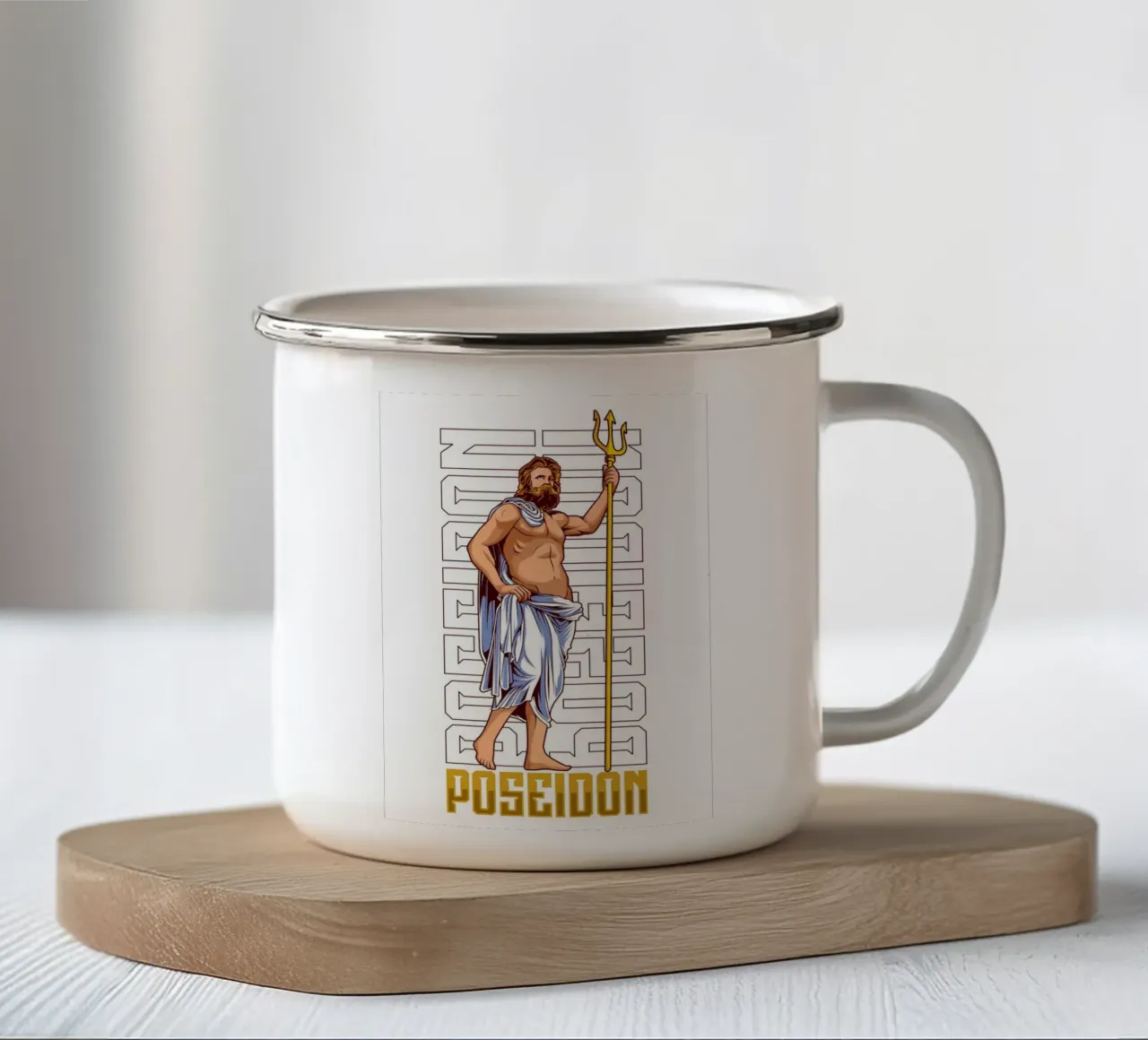 POSEIDON con tridente tazza in smalto da pixelbull - medieval art and more
