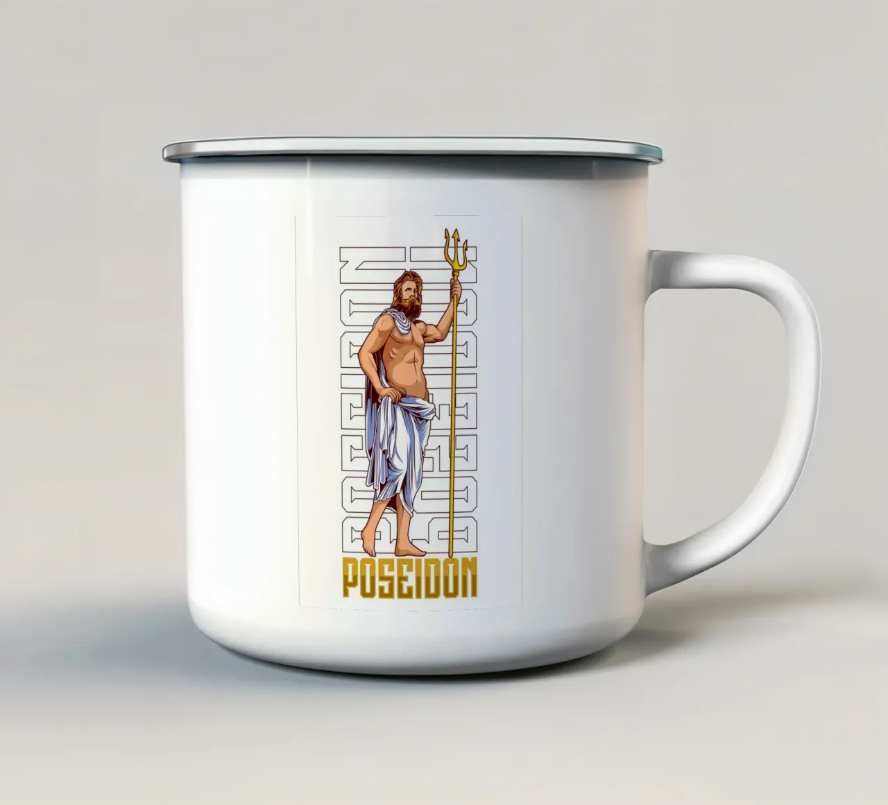 POSEIDON con tridente tazza in smalto da pixelbull - medieval art and more