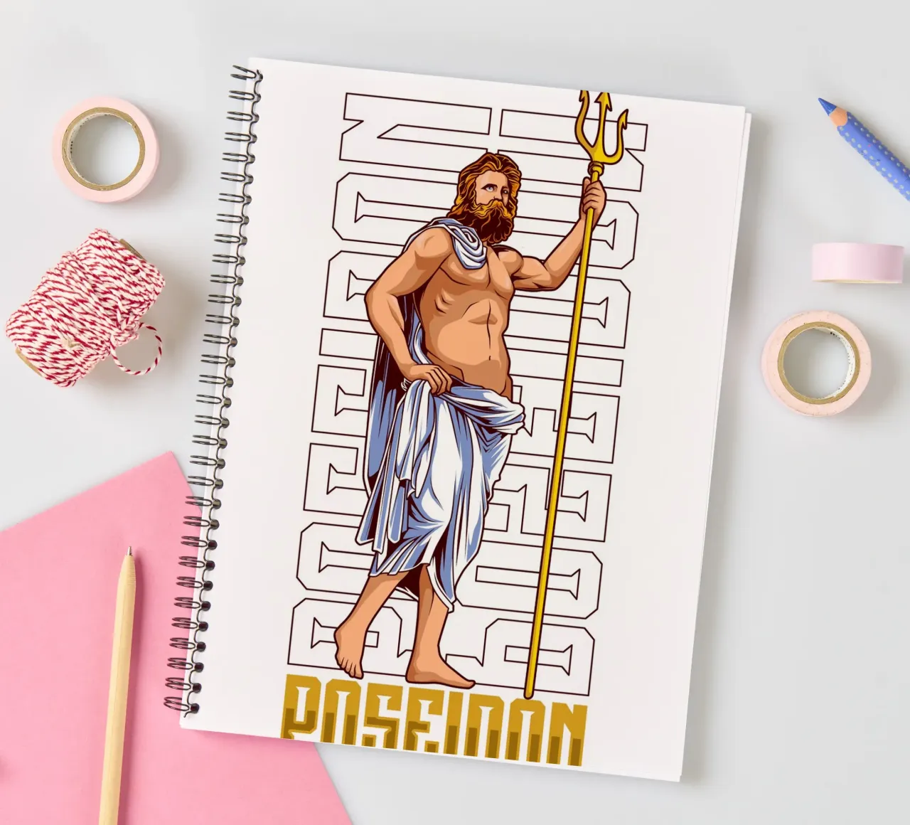 POSEIDON with trident spiral notebook by pixelbull - medieval art and more