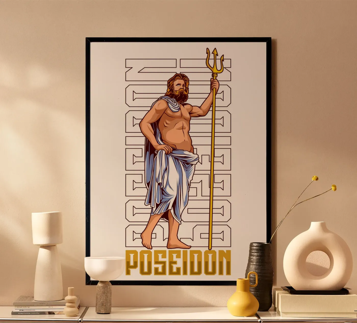 POSEIDON with trident poster van pixelbull - medieval art and more