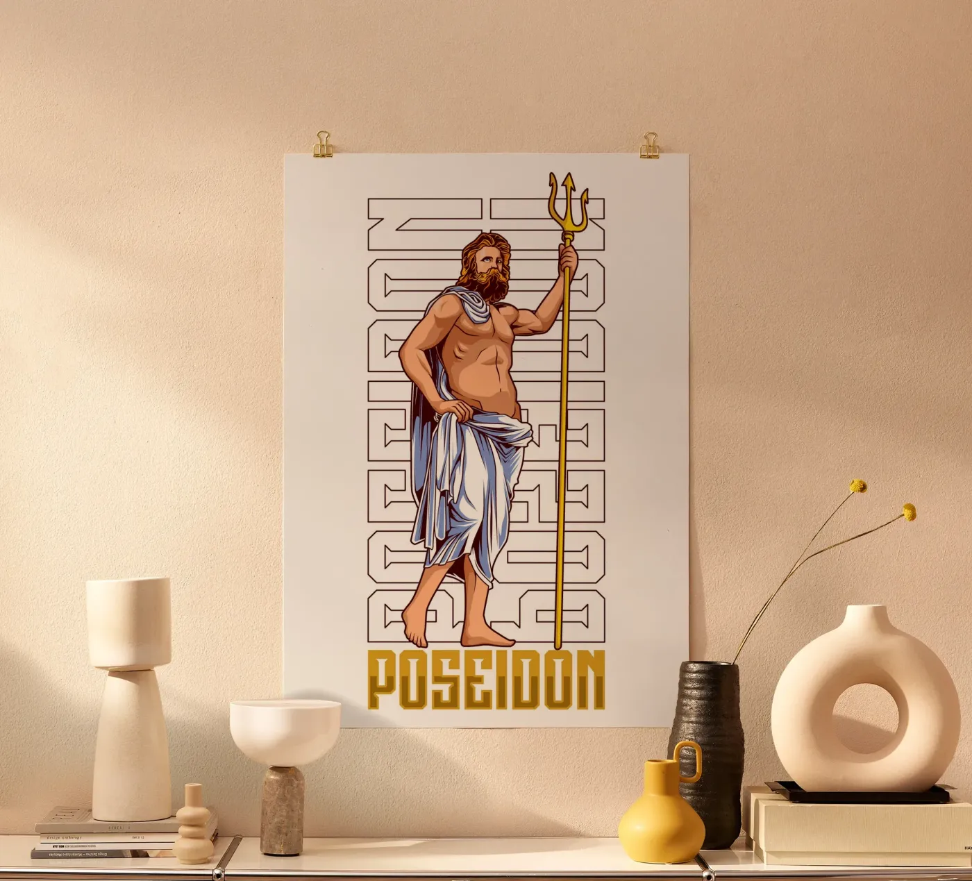 POSEIDON with trident poster van pixelbull - medieval art and more