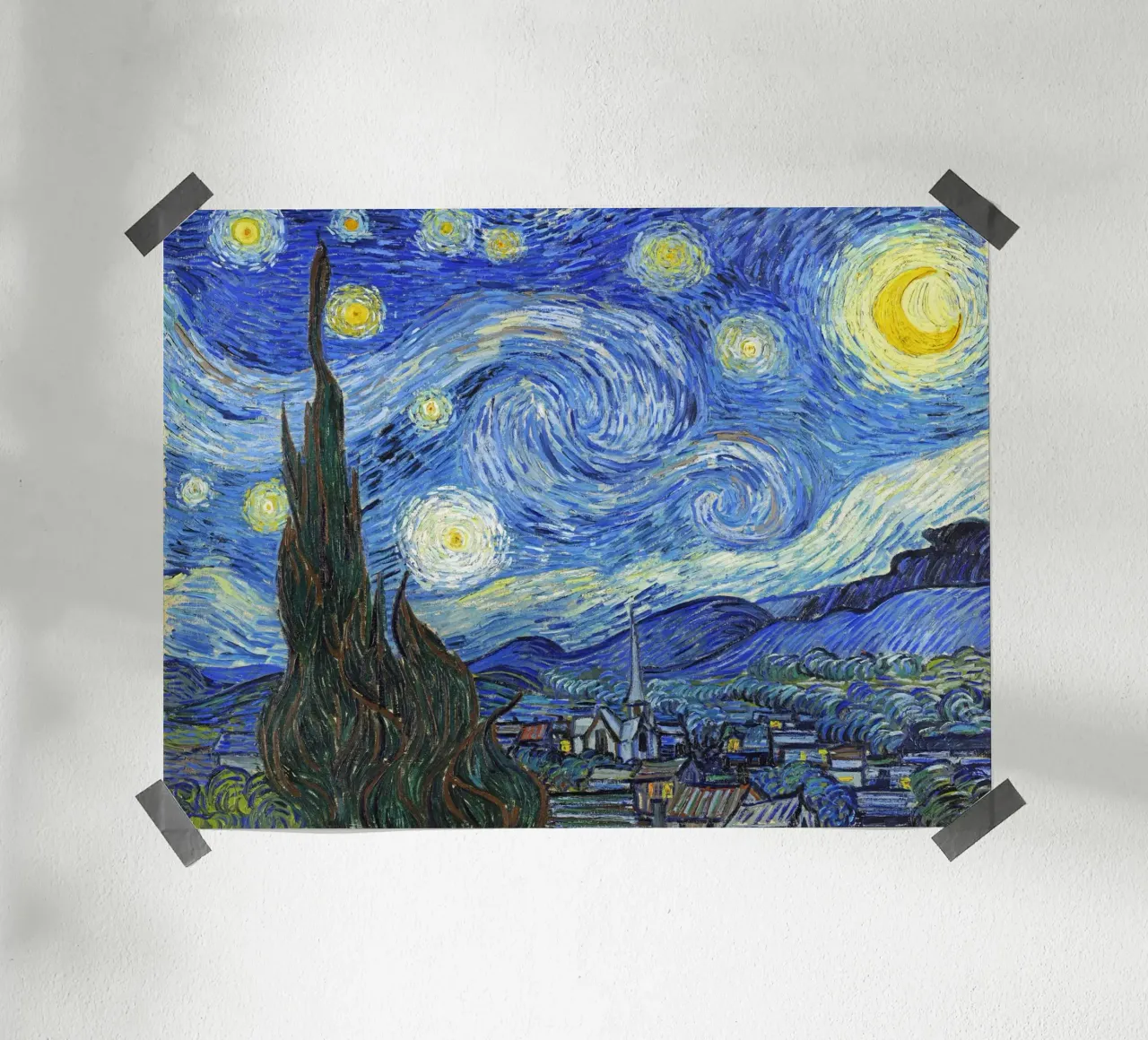 Van Gogh - The Starry Night poster con telaio in legno da apoloprints