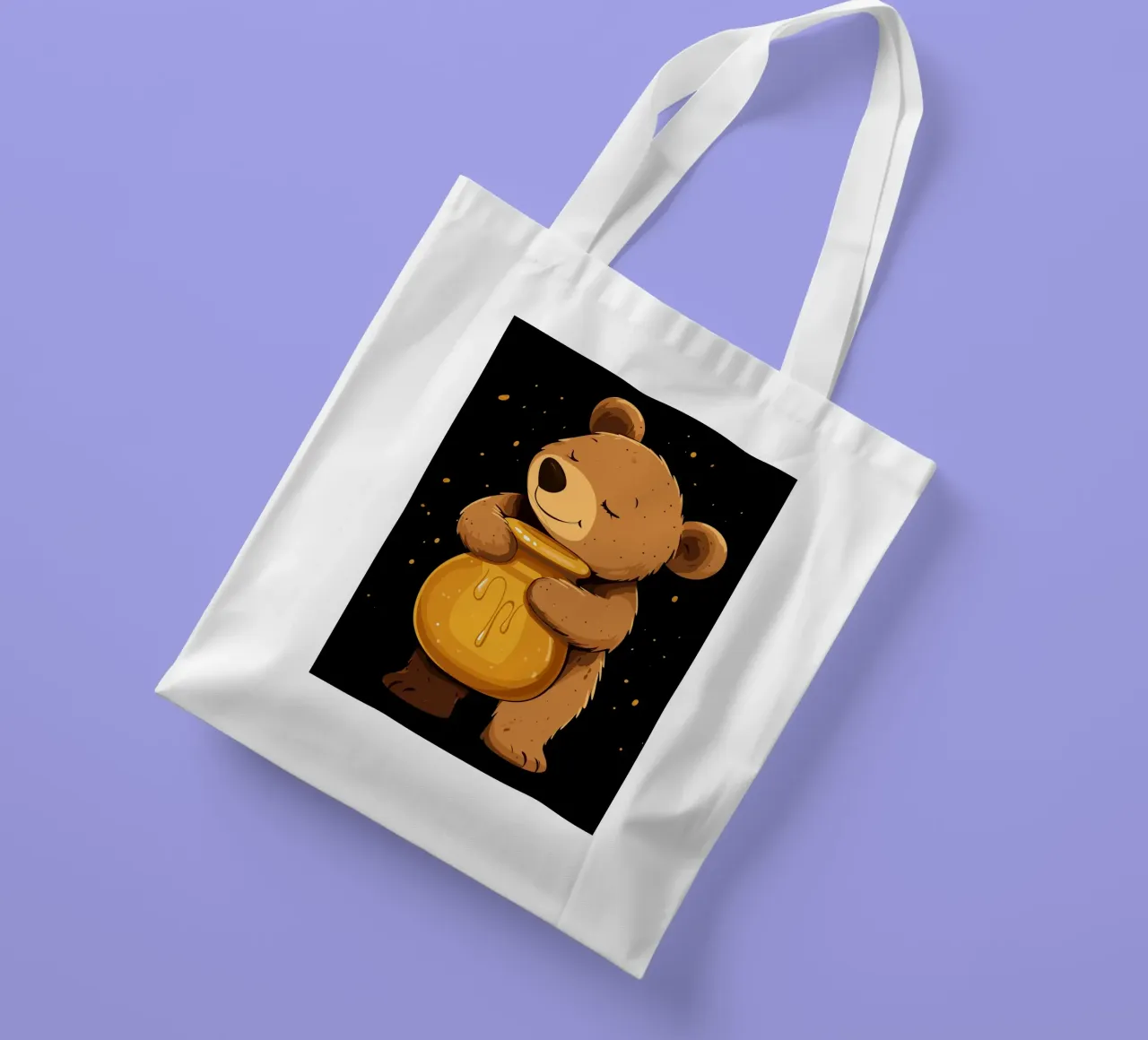 Orso con vaso di miele borsa in juta da pixelbull - medieval art and more
