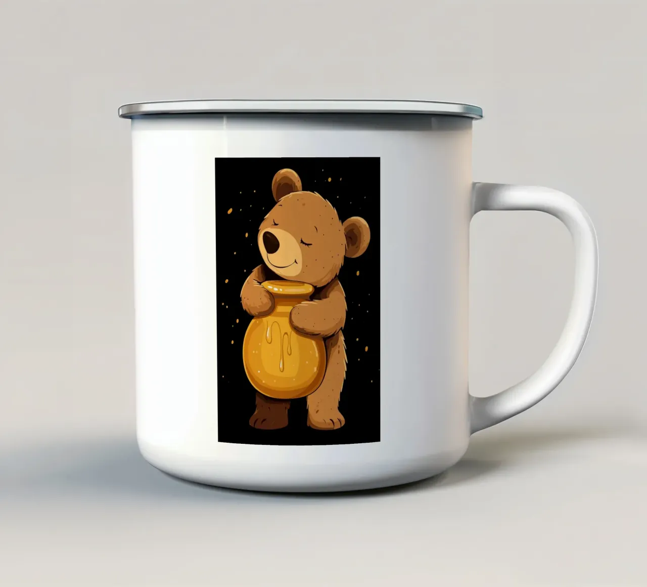 Orso con vaso di miele tazza in smalto da pixelbull - medieval art and more