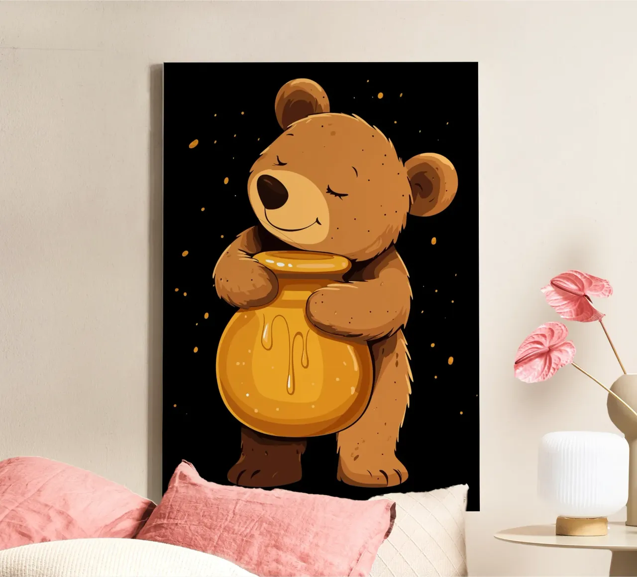 Orso con vaso di miele tela con Cornice a cassetta da pixelbull - medieval art and more