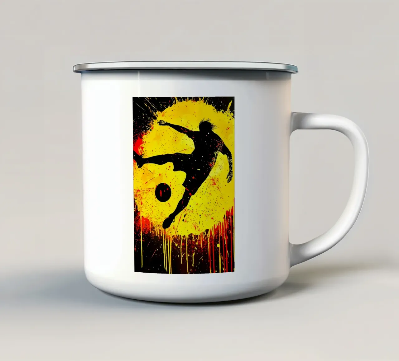 Silhouette al tiro di Sepak Takraw tazza in smalto da pixelbull - medieval art and more