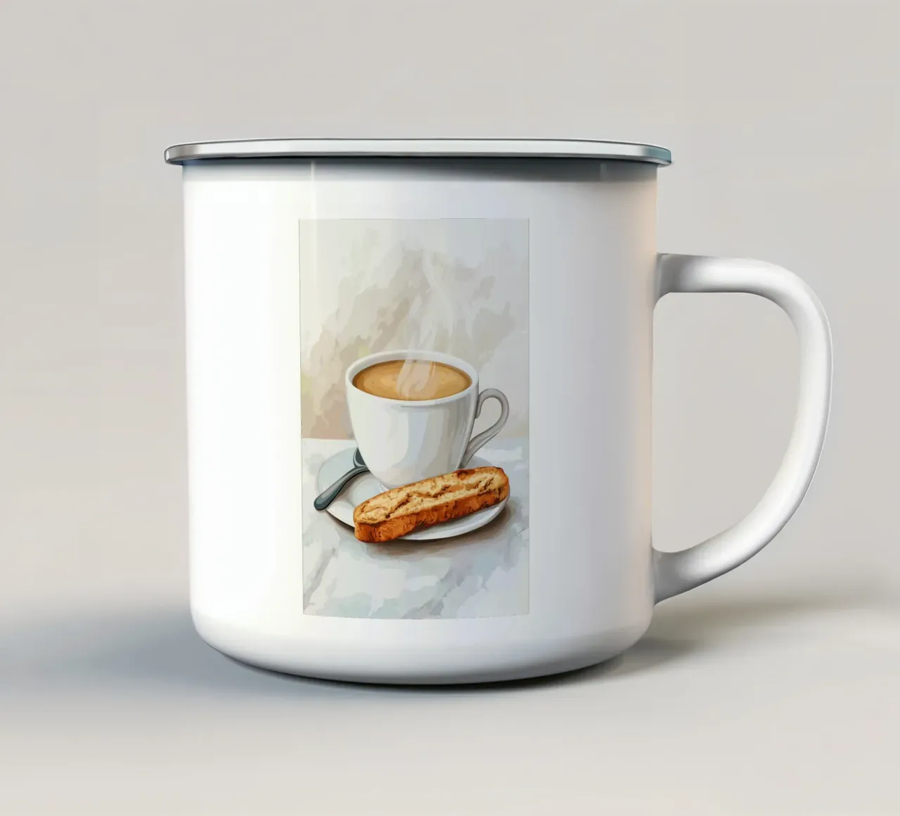 Espressotasse mit Biscotti tazza in smalto da pixelbull - medieval art and more