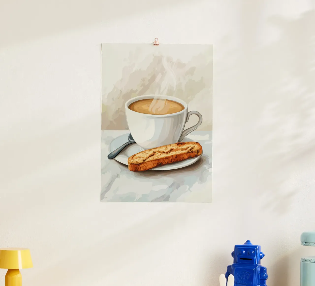 Espressotasse mit Biscotti poster con telaio in plastica da pixelbull - medieval art and more
