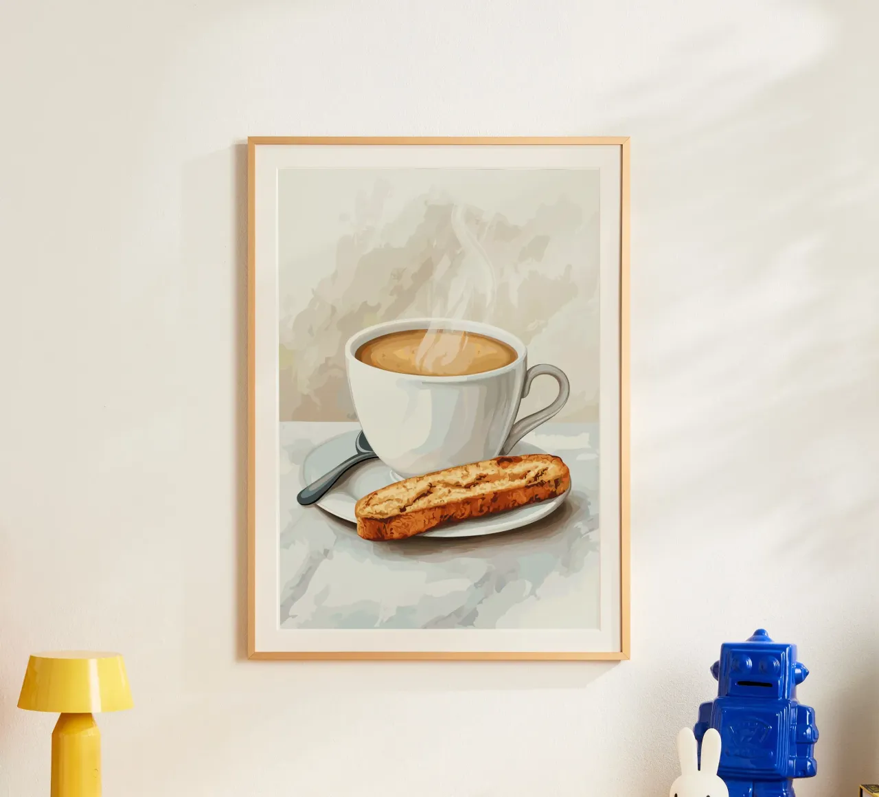 Espressotasse mit Biscotti poster con telaio in plastica da pixelbull - medieval art and more