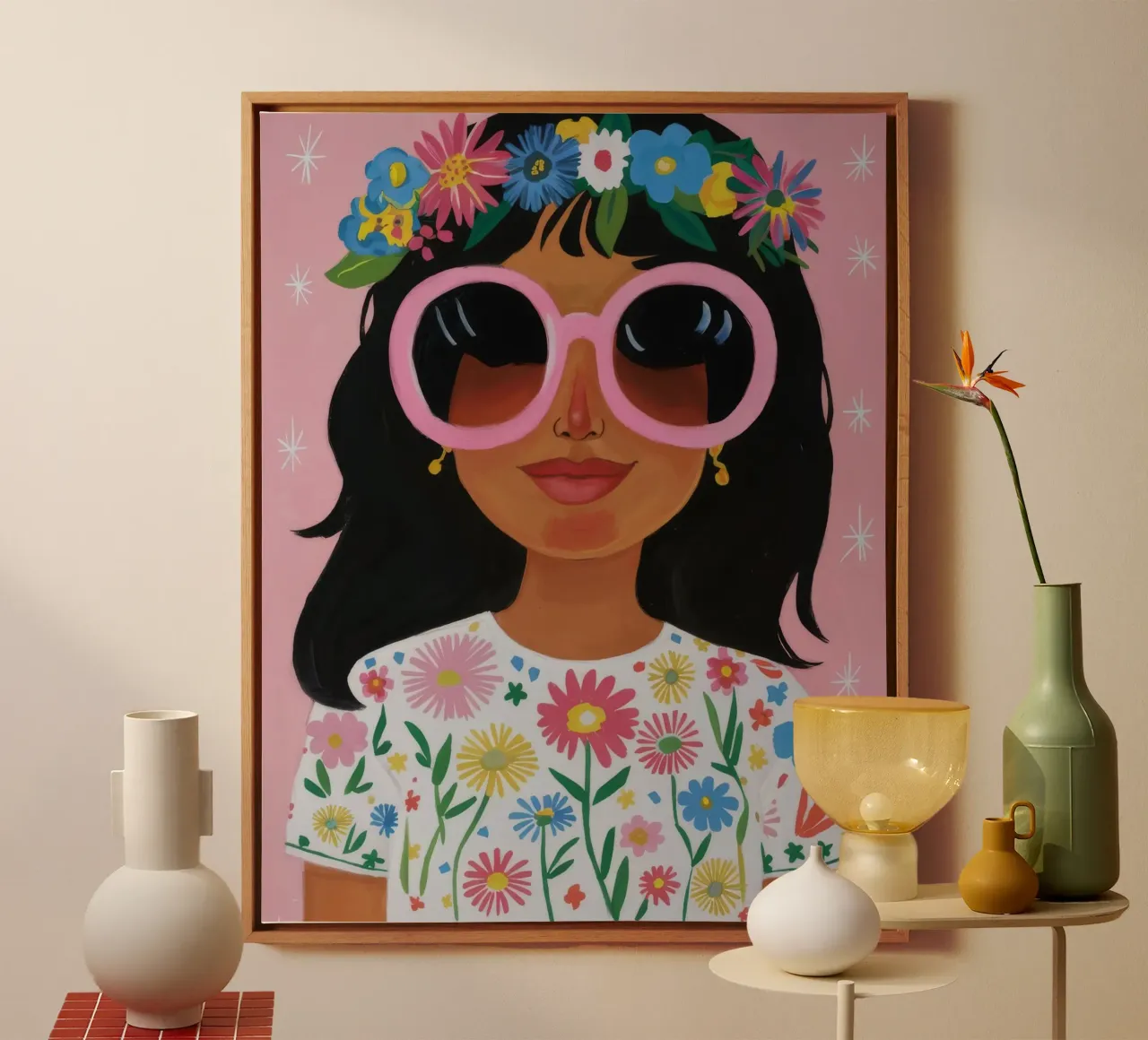 Bloemkroon canvas met Baklijst van Twilight Muse