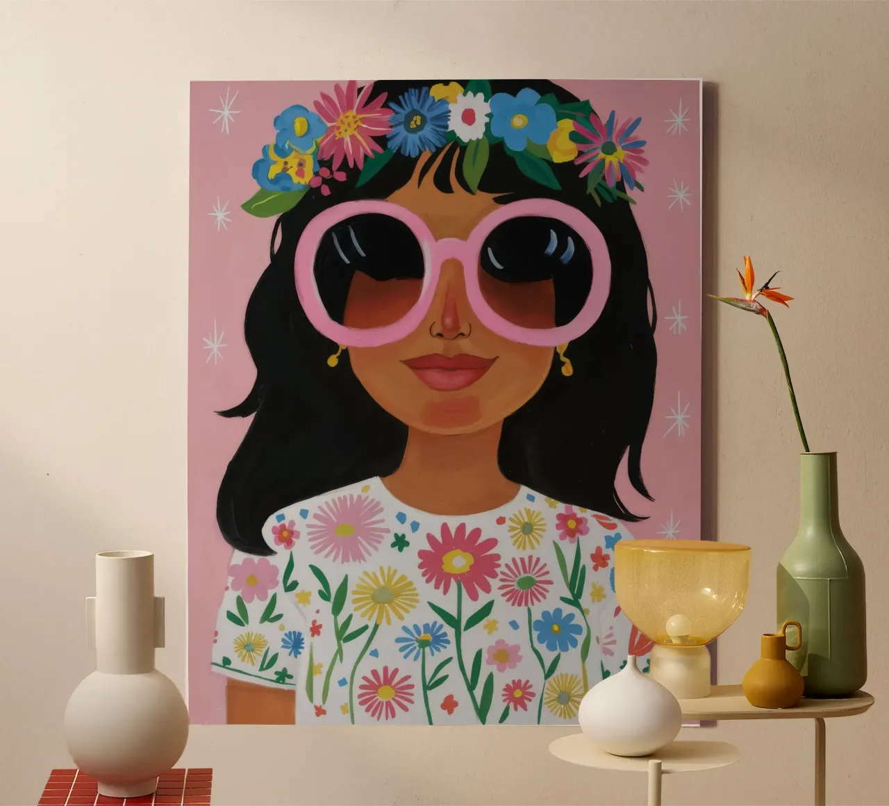 Bloemkroon canvas met Baklijst van Twilight Muse