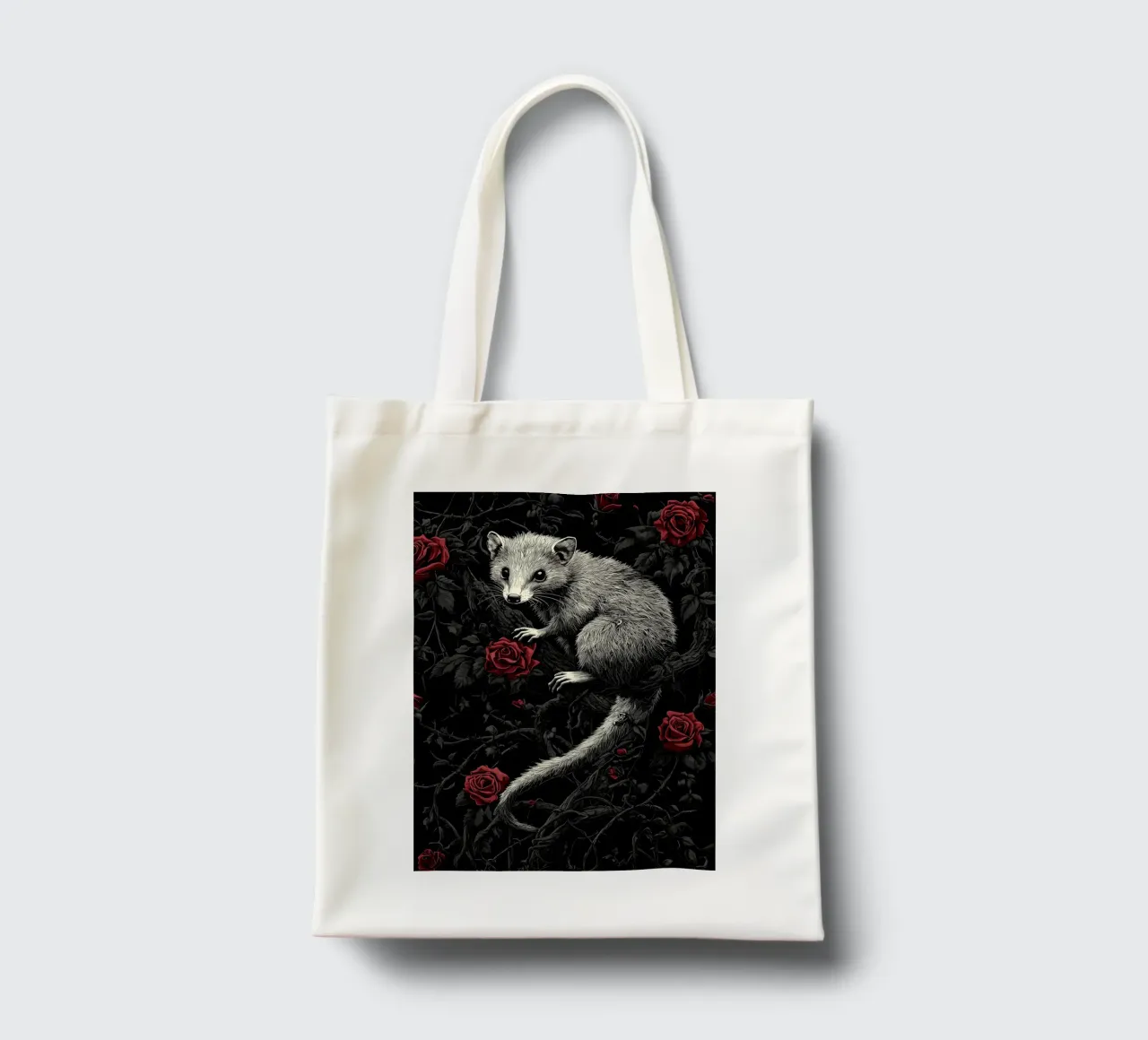 Opossum in un cespuglio di spine e rose borsa in juta da pixelbull - medieval art and more