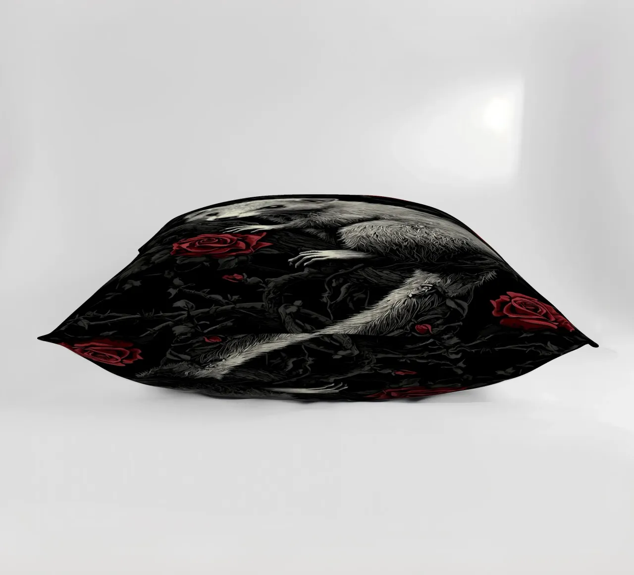 Opossum in un cespuglio di spine e rose cuscino da pixelbull - medieval art and more