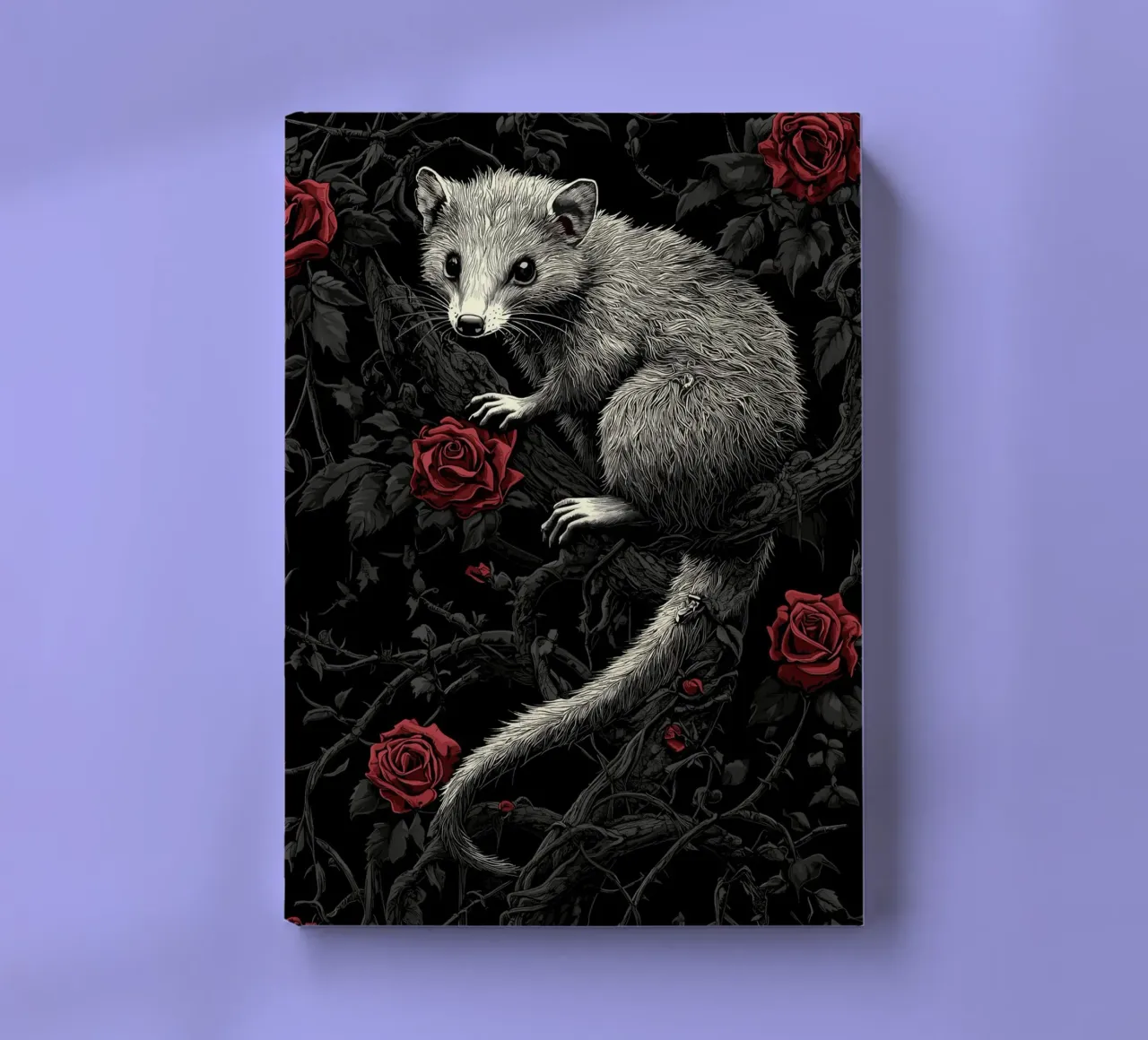 Opossum in un cespuglio di spine e rose diario da pixelbull - medieval art and more