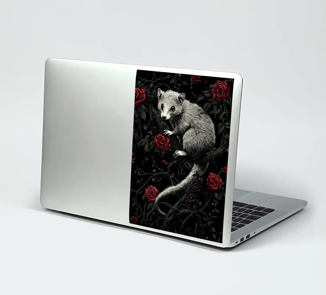 Opossum in un cespuglio di spine e rose adesivo da pixelbull - medieval art and more