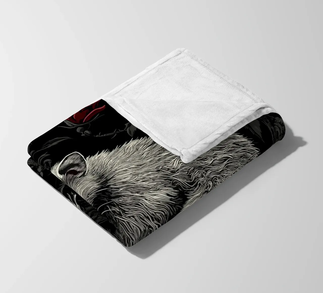 Opossum in un cespuglio di spine e rose coperta in pile da pixelbull - medieval art and more