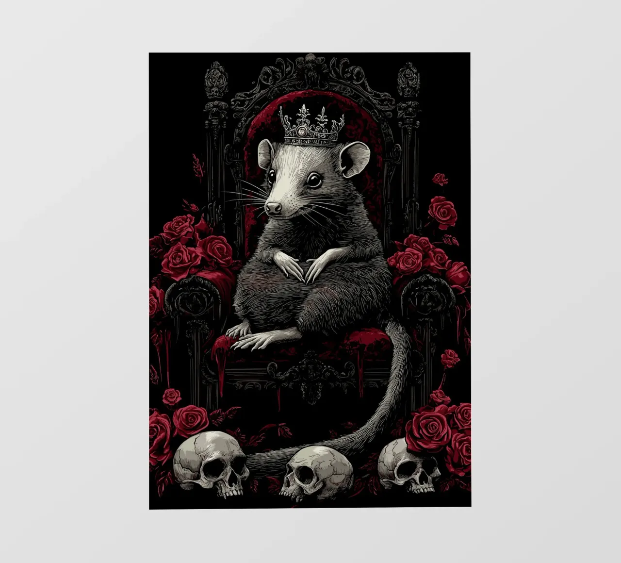 Opossum con corona in trono pellicola backlit da pixelbull - medieval art and more