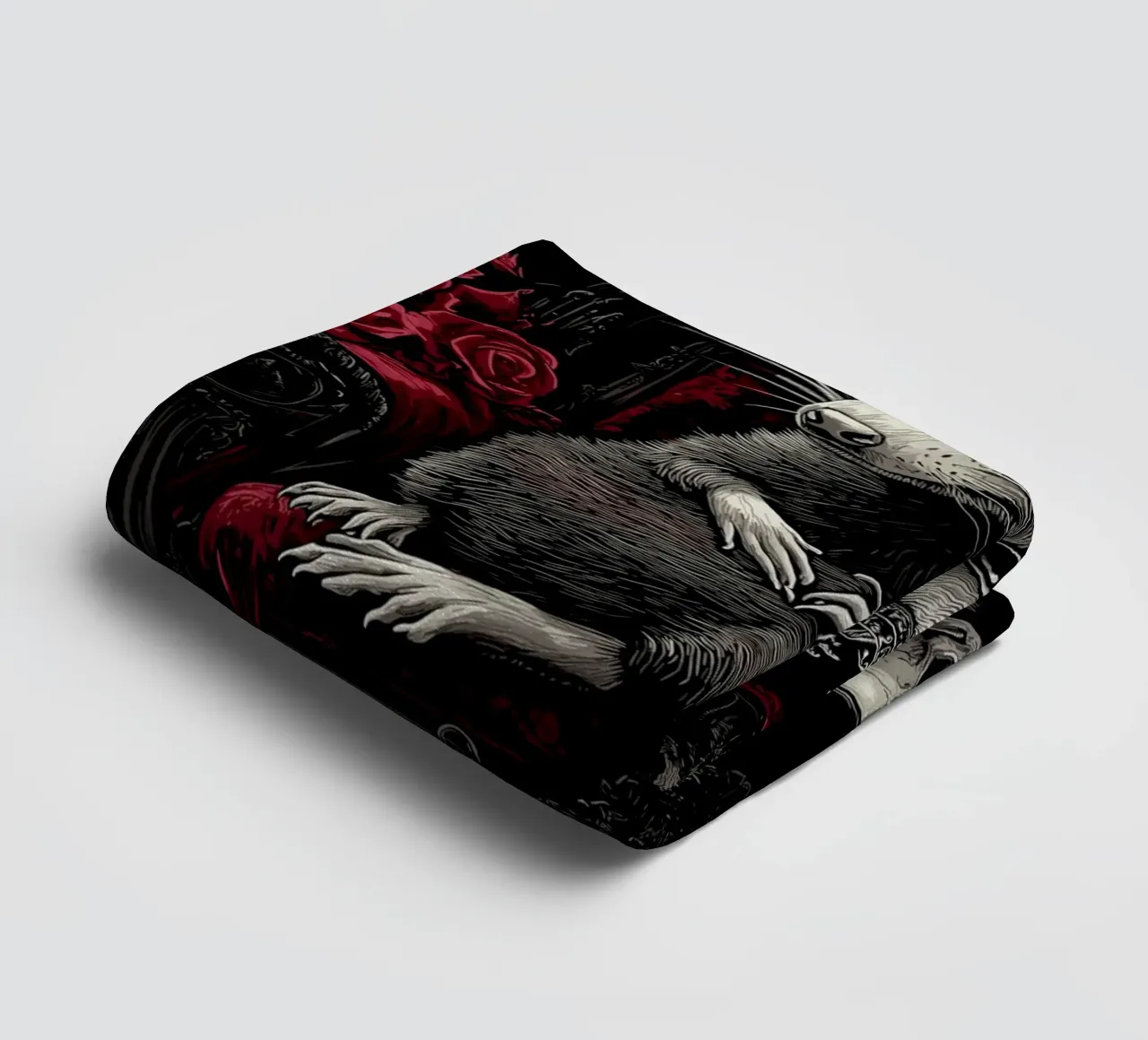 Opossum con corona in trono asciugamano da bagno da pixelbull - medieval art and more