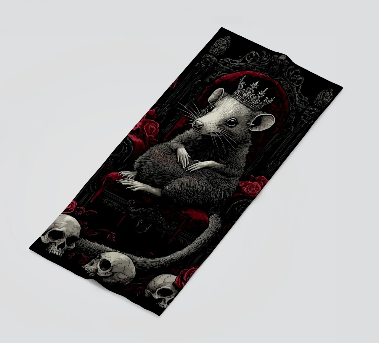 Opossum con corona in trono telo mare da pixelbull - medieval art and more