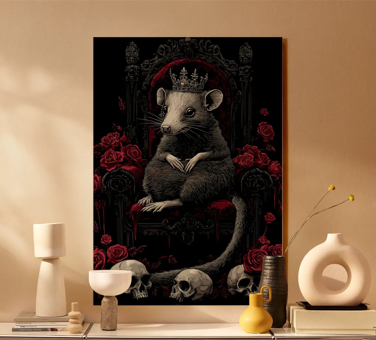 Opossum con corona in trono plexiglass da pixelbull - medieval art and more